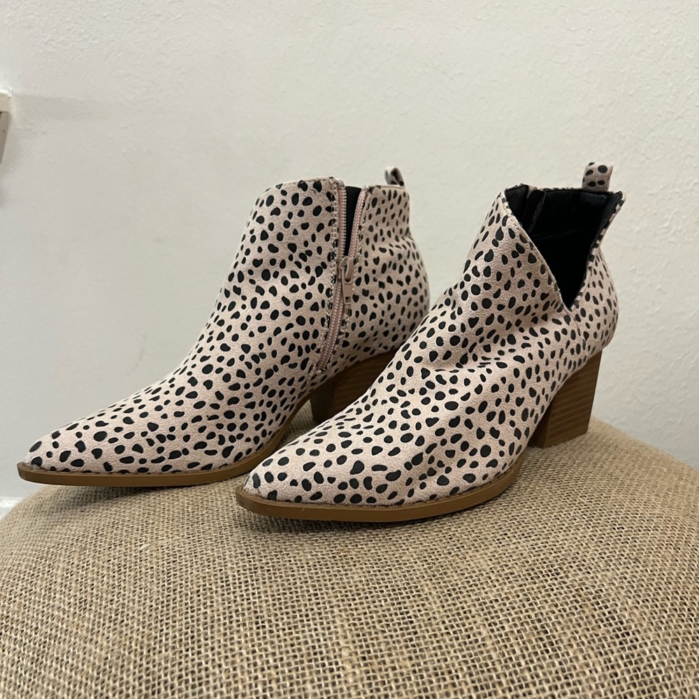 JOLIMALL Cheetah Print Ankle Booties